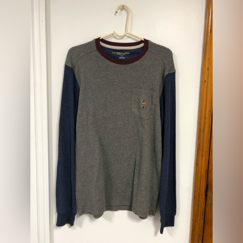 U.S. Polo Assn. Gray and Navy Long Sleeve Shirt